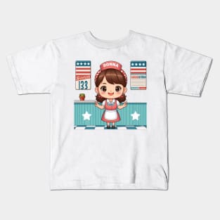 A Whimsical Tribute to American Culture in Cartoon Style T-Shirt Kids T-Shirt